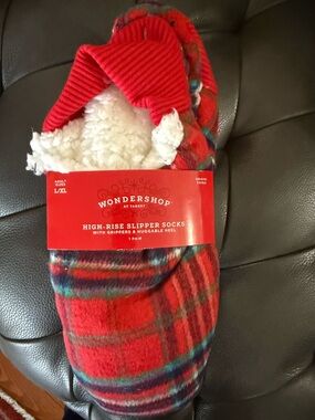 Target Red Plaid Fleece Slipper Socks
